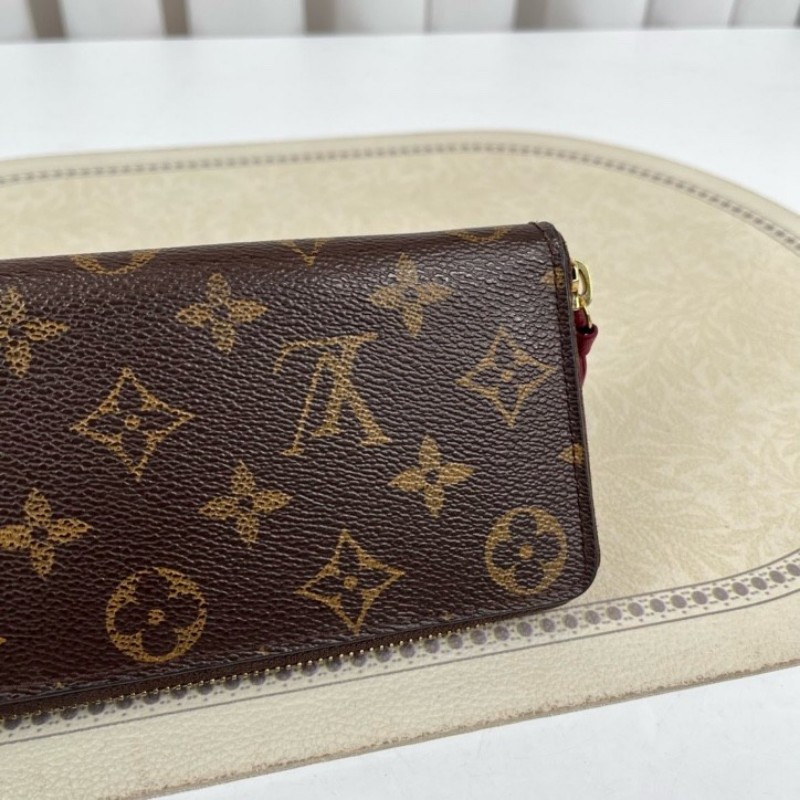 LV路易威登 長款老花拉鏈錢包 紅色內裡 內裡整潔 卡位多 容量大-7