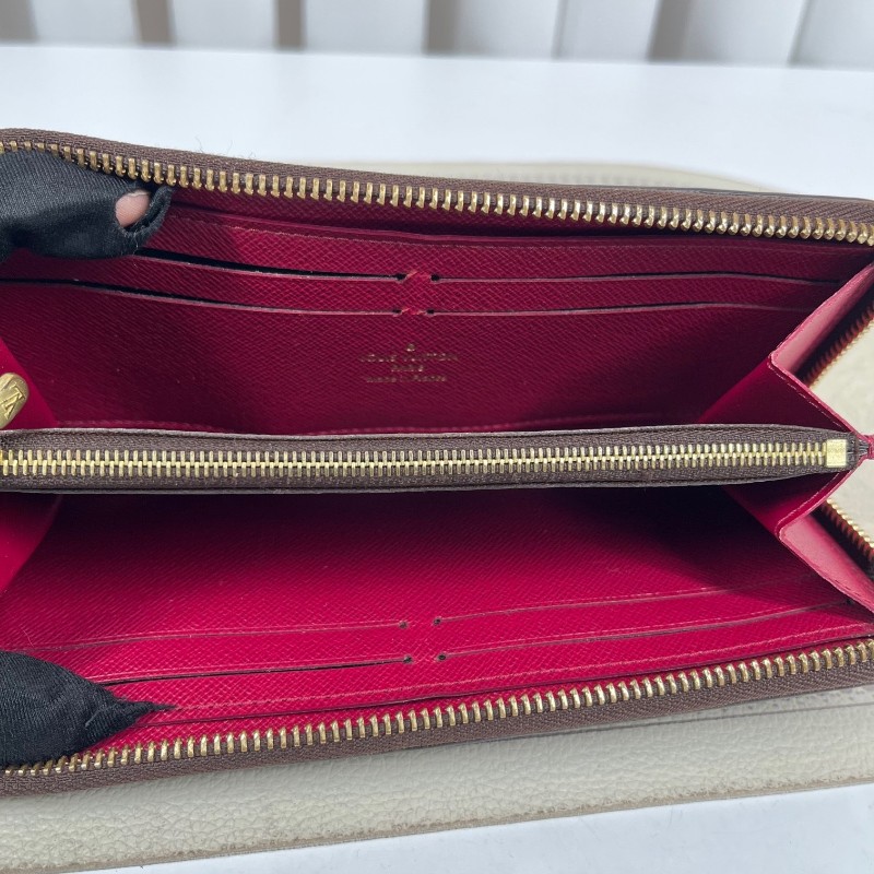 LV路易威登 長款老花拉鏈錢包 紅色內裡 內裡整潔 卡位多 容量大-12
