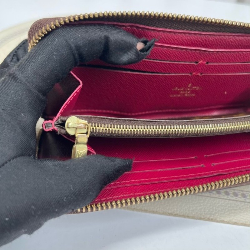 LV路易威登 長款老花拉鏈錢包 紅色內裡 內裡整潔 卡位多 容量大-15