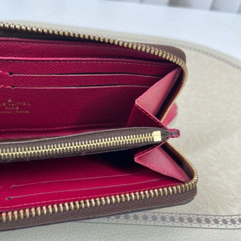 LV路易威登 長款老花拉鏈錢包 紅色內裡 內裡整潔 卡位多 容量大-16