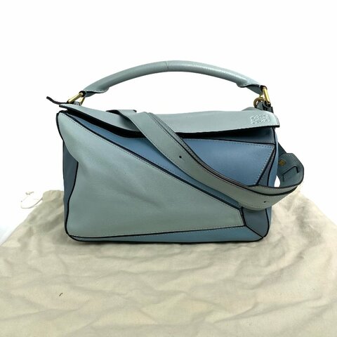 △ Loewe 羅意威 Blue Calfskin Puzzle 2 Way Bag #M 藍色小牛皮兩用袋 - 267005287