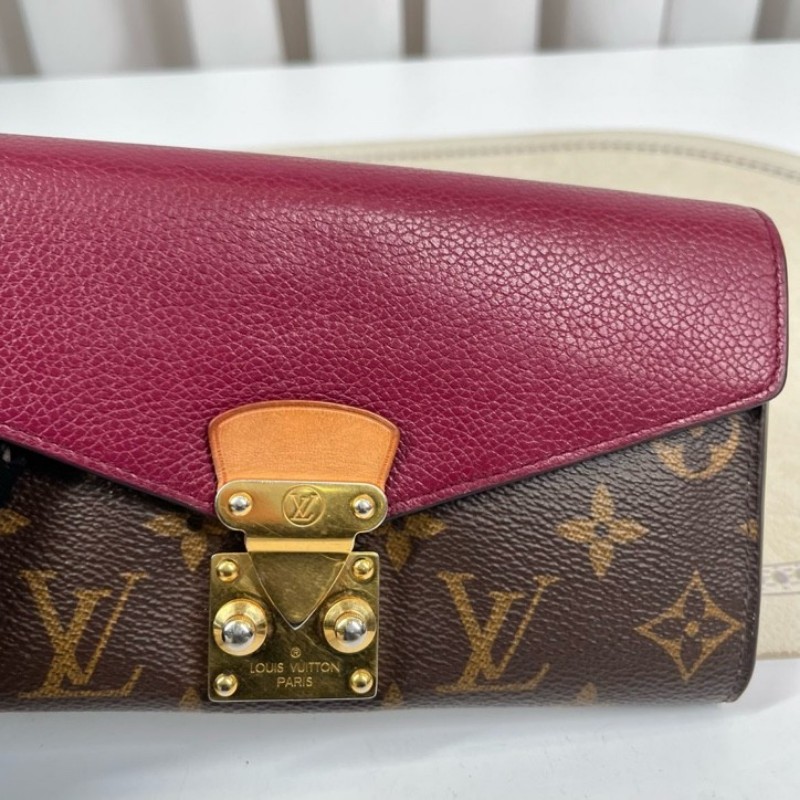 LV路易威登 有刻字 15年票 老花拼紅色傳奇長款郵差錢包 內裡卡位多 有隔層 可放現金-2