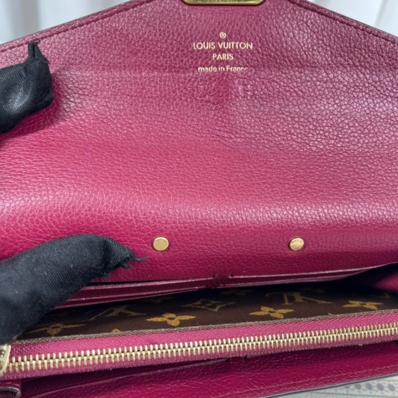 LV路易威登 有刻字 15年票 老花拼紅色傳奇長款郵差錢包 內裡卡位多 有隔層 可放現金-17