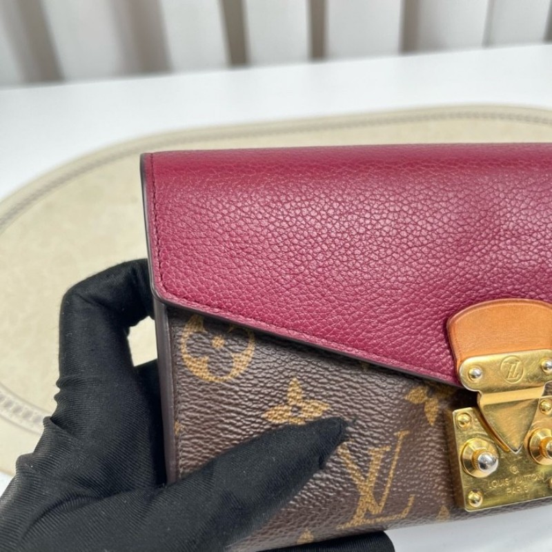 LV路易威登 有刻字 15年票 老花拼紅色傳奇長款郵差錢包 內裡卡位多 有隔層 可放現金-20