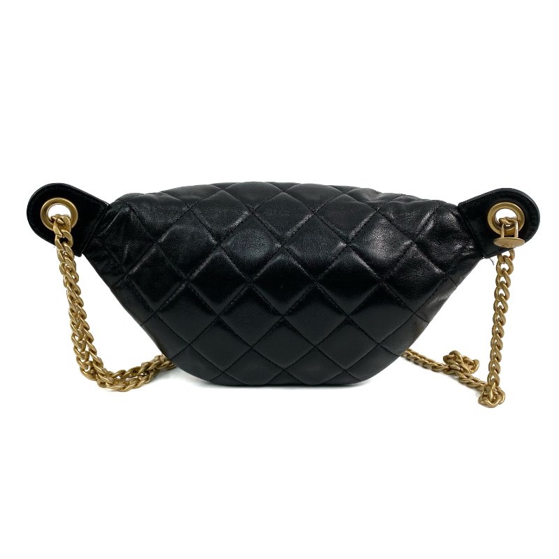 △ Chanel 香奈兒 Black Lambskin Gold Tone Metal Waist Bag AP4240 黑色小羊皮金色金屬腰包 - 267004948-2