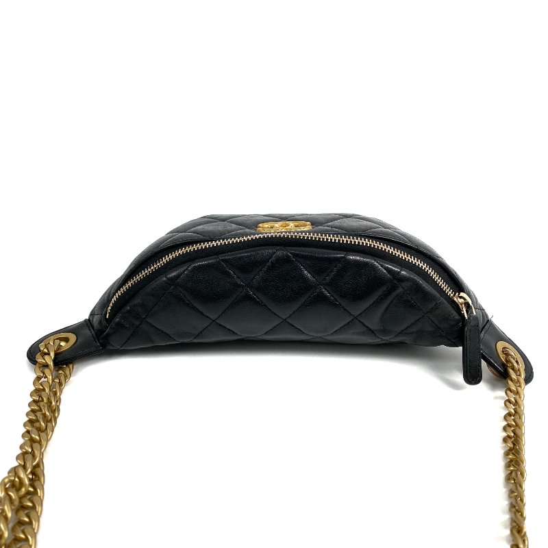 △ Chanel 香奈兒 Black Lambskin Gold Tone Metal Waist Bag AP4240 黑色小羊皮金色金屬腰包 - 267004948-6