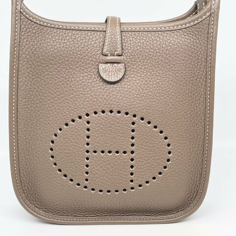 HERMES Mini Evelyne 16 錫器灰色斜背包