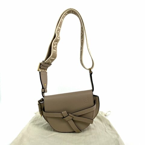 △ Loewe 羅意威 Beige Calfskin Mini Gate Dual Shoulder Bag 淺褐色小牛皮肩背袋 - 267004542