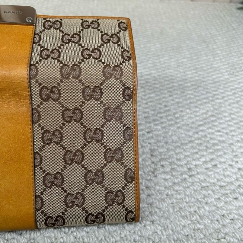 古馳Gucci老花長款錢包手拿包 經典雙G帆布配黃褐色 卡位充足 容量實用 日常使用方便百搭-12