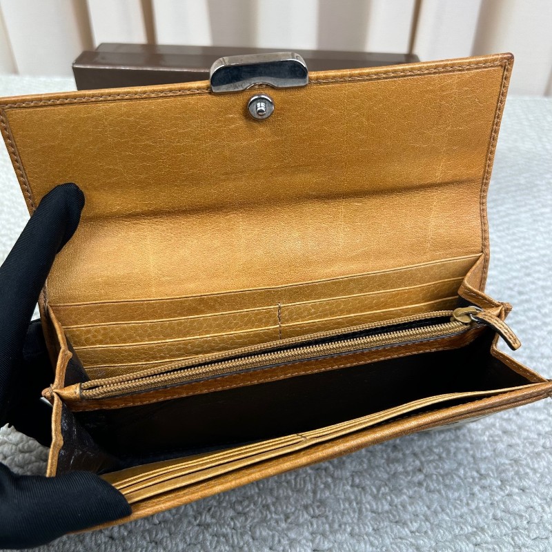 古馳Gucci老花長款錢包手拿包 經典雙G帆布配黃褐色 卡位充足 容量實用 日常使用方便百搭-14