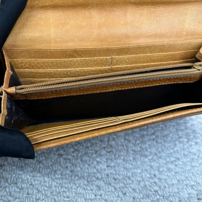 古馳Gucci老花長款錢包手拿包 經典雙G帆布配黃褐色 卡位充足 容量實用 日常使用方便百搭-16