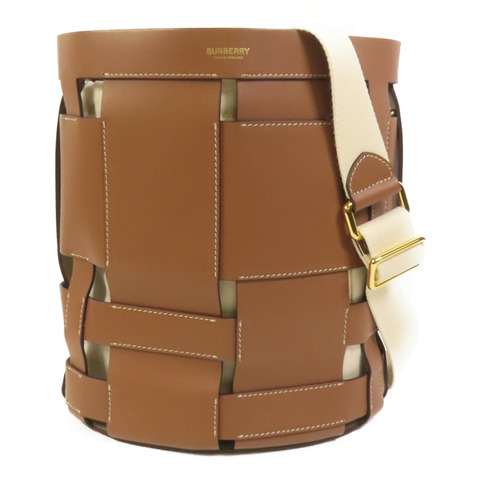 BURBERRY 牛皮皮革/帆布Shoulder Bag金扣肩背袋