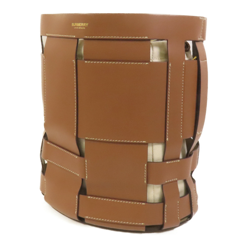 BURBERRY 牛皮皮革/帆布Shoulder Bag金扣肩背袋-2