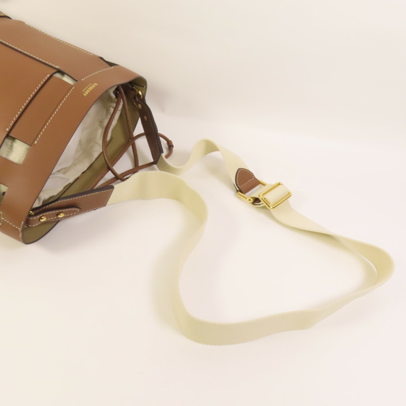 BURBERRY 牛皮皮革/帆布Shoulder Bag金扣肩背袋-4