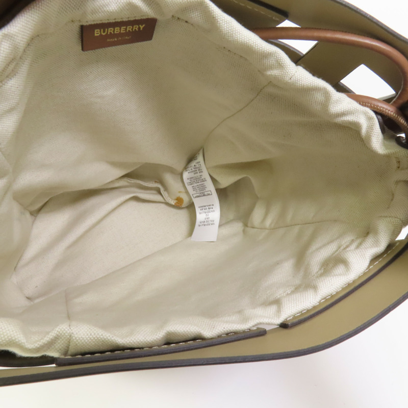 BURBERRY 牛皮皮革/帆布Shoulder Bag金扣肩背袋-5