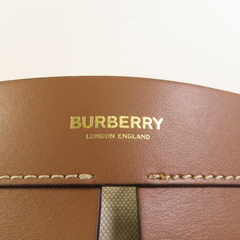 BURBERRY 牛皮皮革/帆布Shoulder Bag金扣肩背袋-7
