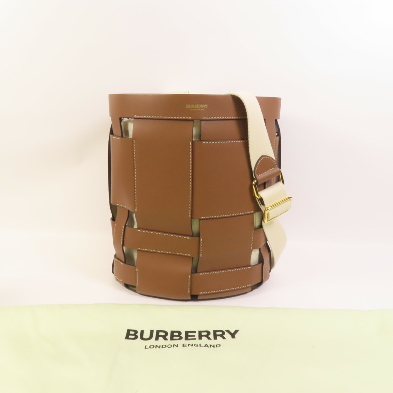 BURBERRY 牛皮皮革/帆布Shoulder Bag金扣肩背袋-10