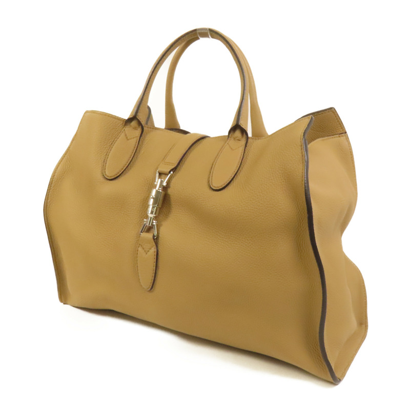 GUCCI 牛皮皮革Jackie Soft Tote銀扣手挽袋-2
