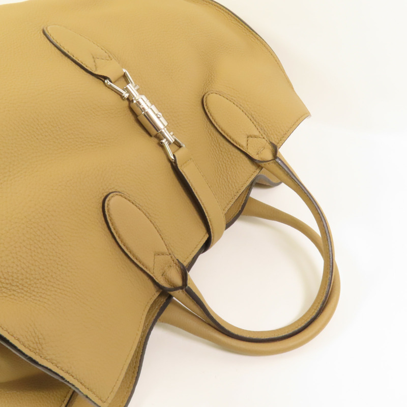 GUCCI 牛皮皮革Jackie Soft Tote銀扣手挽袋-5