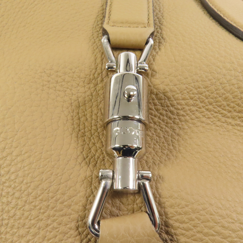 GUCCI 牛皮皮革Jackie Soft Tote銀扣手挽袋-6