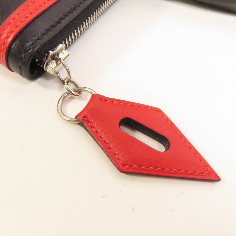 HERMES Evercolor皮革Transat Sailor銀扣手挽袋Noir-7