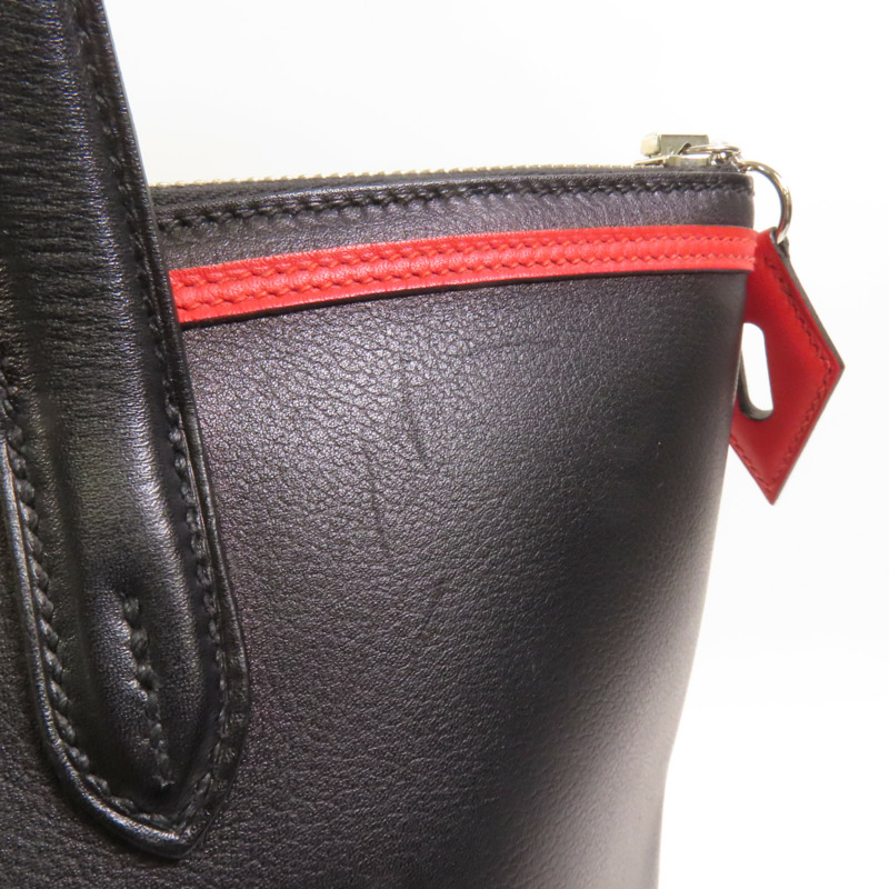 HERMES Evercolor皮革Transat Sailor銀扣手挽袋Noir-16