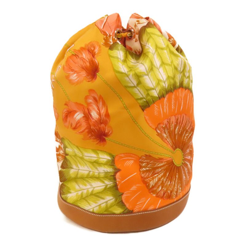 HERMES 絲質Soie Cool 22銀扣肩背袋Orange-2