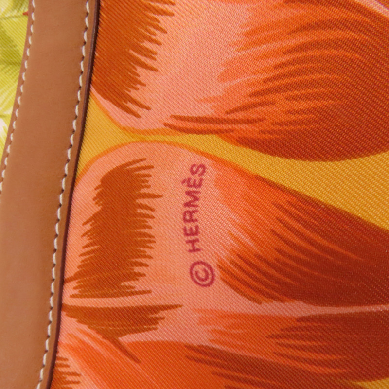 HERMES 絲質Soie Cool 22銀扣肩背袋Orange-6