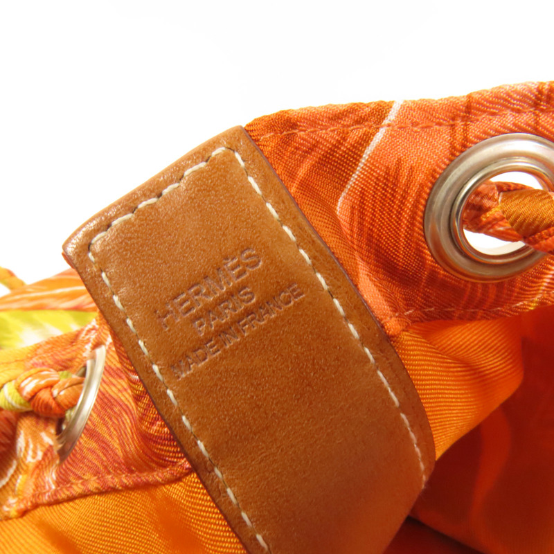 HERMES 絲質Soie Cool 22銀扣肩背袋Orange-7