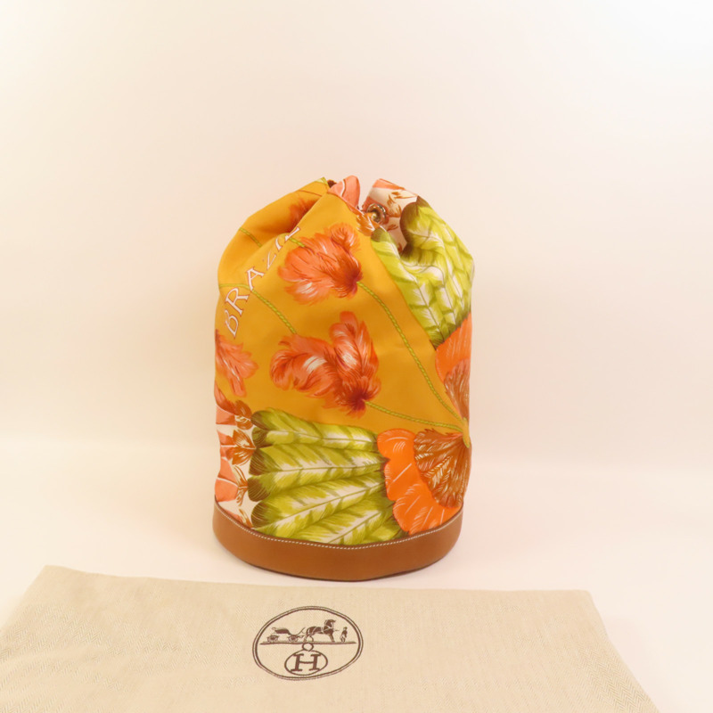 HERMES 絲質Soie Cool 22銀扣肩背袋Orange-8