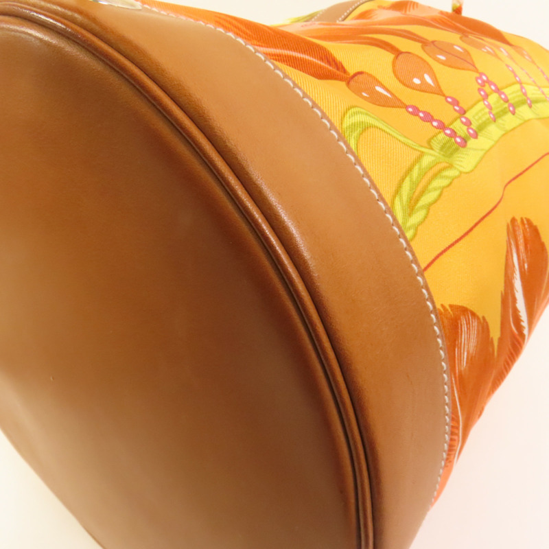 HERMES 絲質Soie Cool 22銀扣肩背袋Orange-9