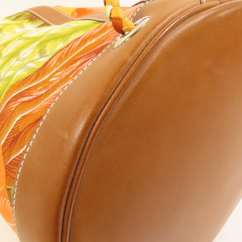 HERMES 絲質Soie Cool 22銀扣肩背袋Orange-10