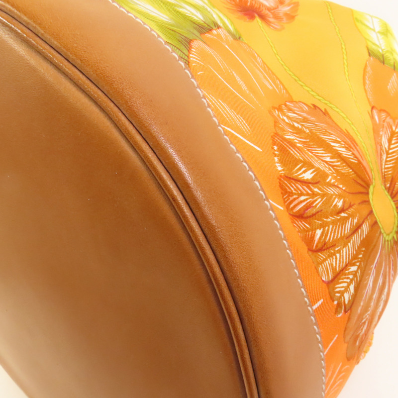 HERMES 絲質Soie Cool 22銀扣肩背袋Orange-11