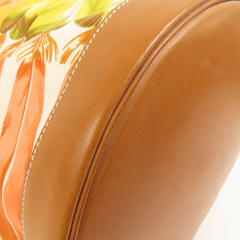 HERMES 絲質Soie Cool 22銀扣肩背袋Orange-12