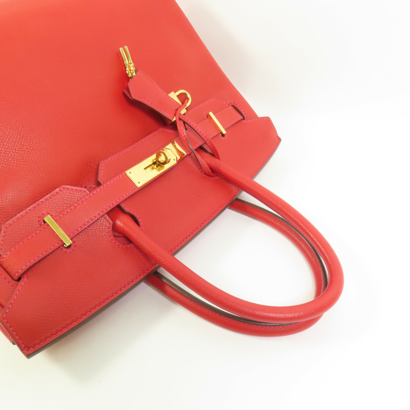 HERMES Epsom皮革Birkin 30金扣手挽袋Rouge Casaque-5