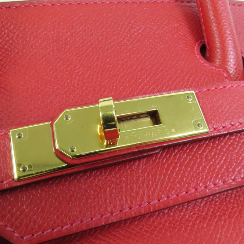 HERMES Epsom皮革Birkin 30金扣手挽袋Rouge Casaque-6