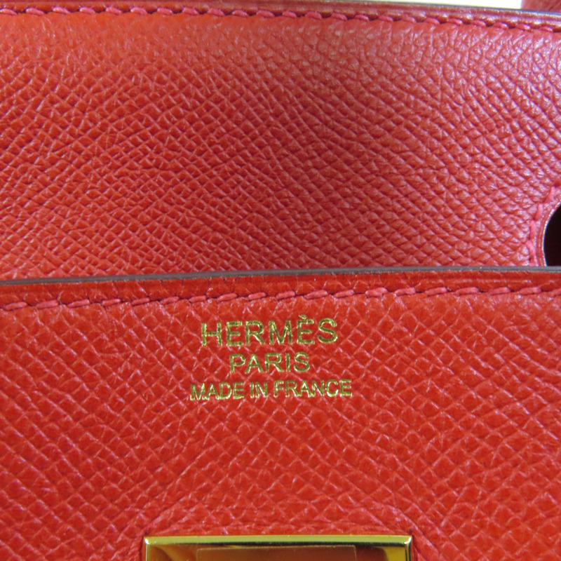 HERMES Epsom皮革Birkin 30金扣手挽袋Rouge Casaque-7
