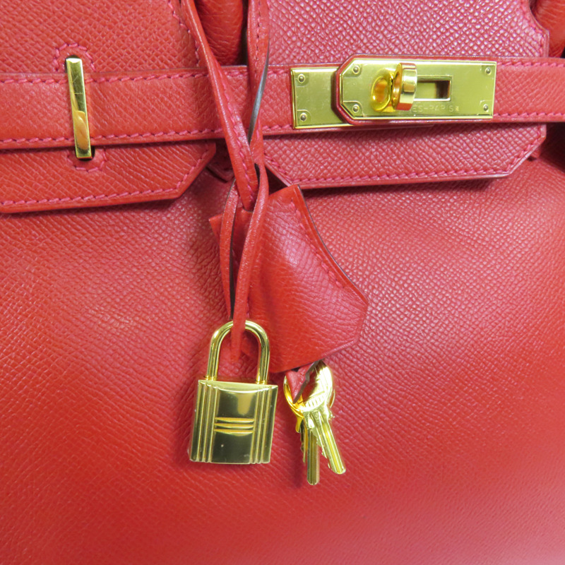 HERMES Epsom皮革Birkin 30金扣手挽袋Rouge Casaque-9