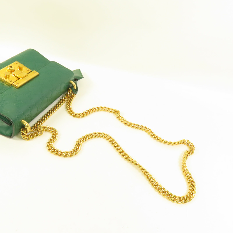 GUCCI 牛皮皮革Padlock金扣鏈帶肩背袋-4