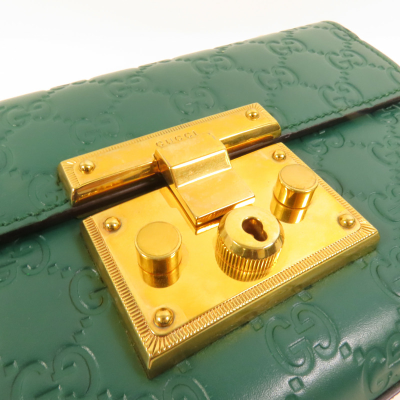 GUCCI 牛皮皮革Padlock金扣鏈帶肩背袋-6