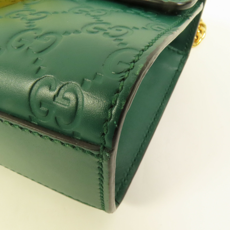 GUCCI 牛皮皮革Padlock金扣鏈帶肩背袋-13