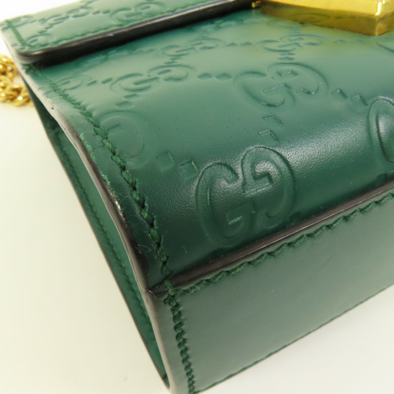 GUCCI 牛皮皮革Padlock金扣鏈帶肩背袋-14