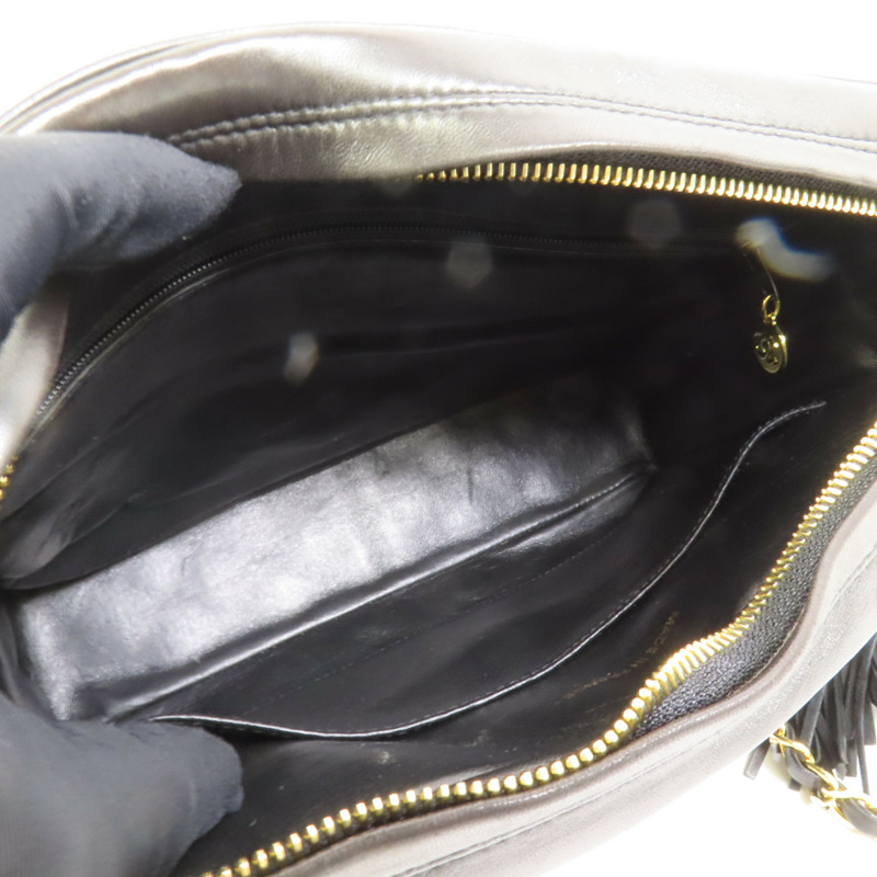 CHANEL 羊皮皮革Vintage Chain Shoulder Bag金扣鏈帶肩背袋-4