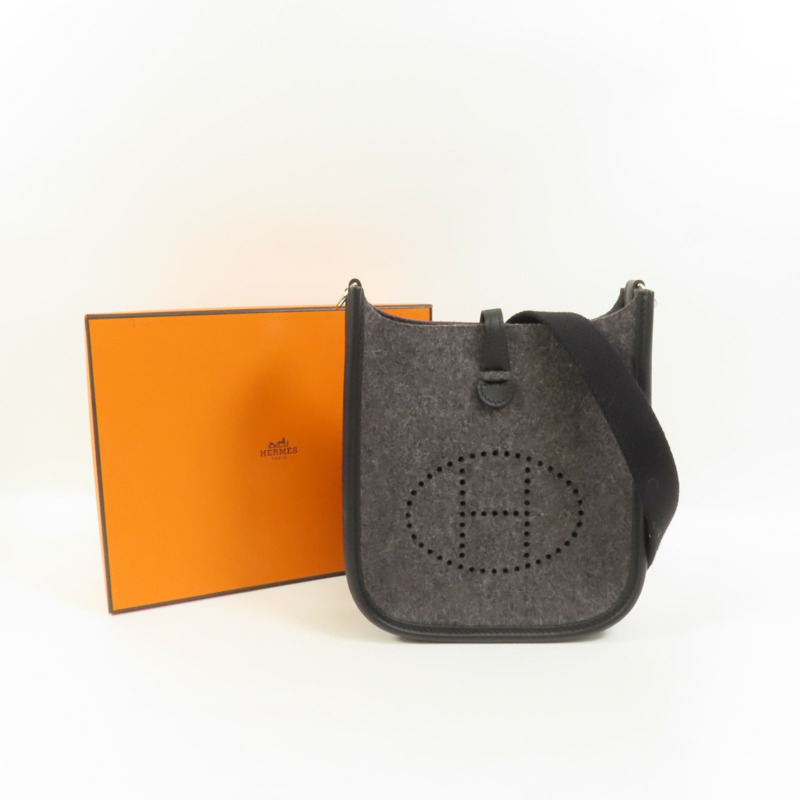 HERMES 羊毛Evelyne TPM銀扣肩背袋-11