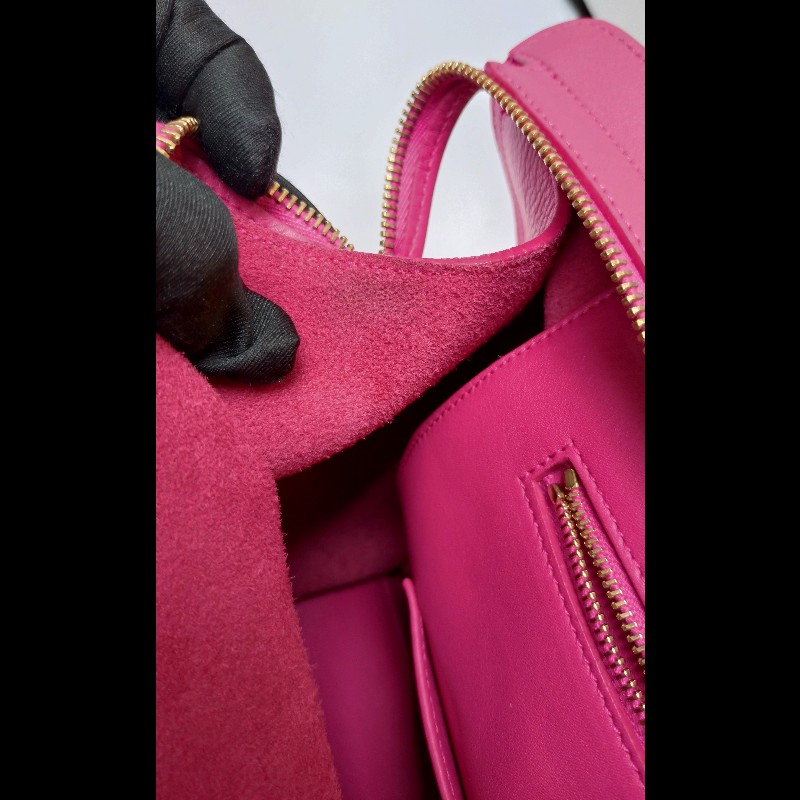 YSL Y字金釦桃紅皮大方提包-20