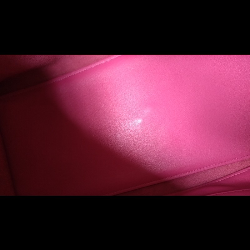 YSL Y字金釦桃紅皮大方提包-21