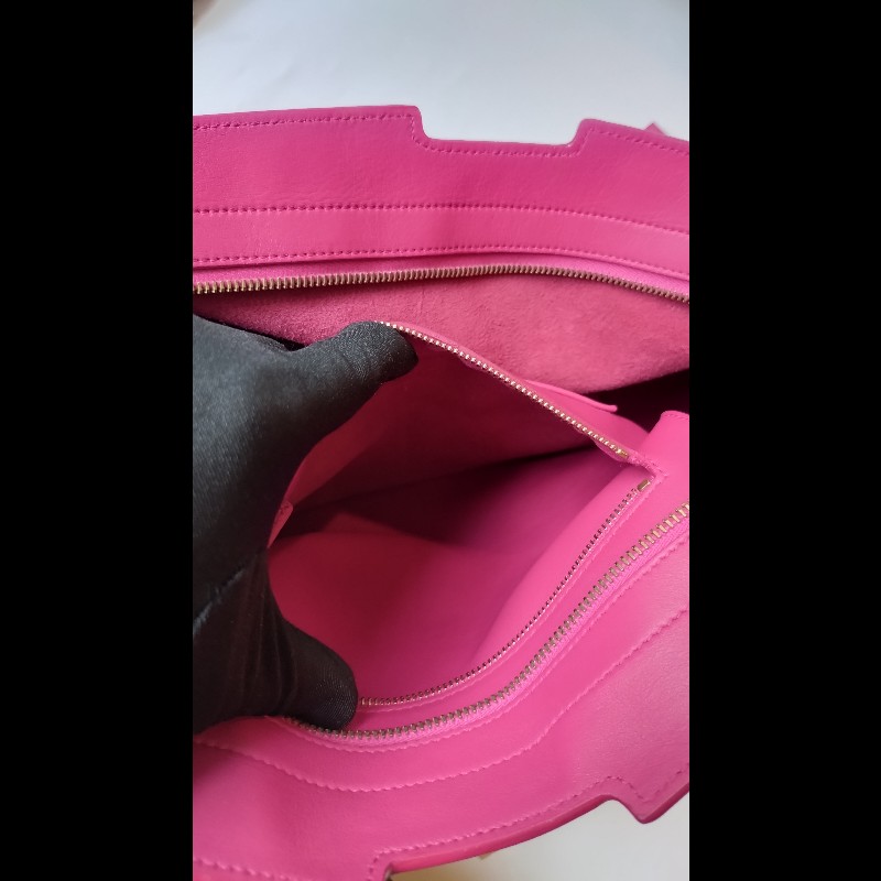 YSL Y字金釦桃紅皮大方提包-24