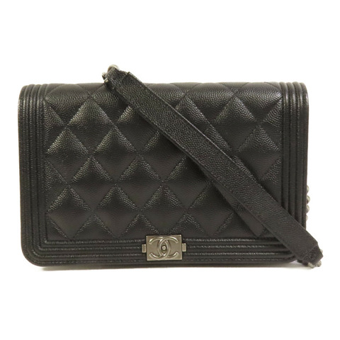 CHANEL 牛皮皮革Boy Woc鏈帶肩背袋