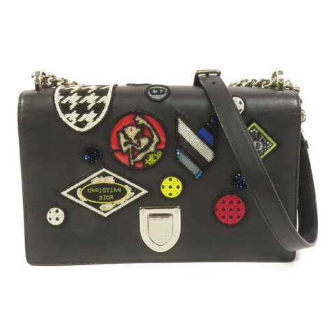 Dior 牛皮皮革Chain Shoulder銀扣鏈帶肩背袋