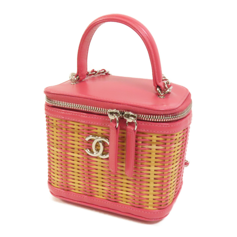 CHANEL Wicker Vanity銀扣鏈帶手挽肩背兩用袋-2